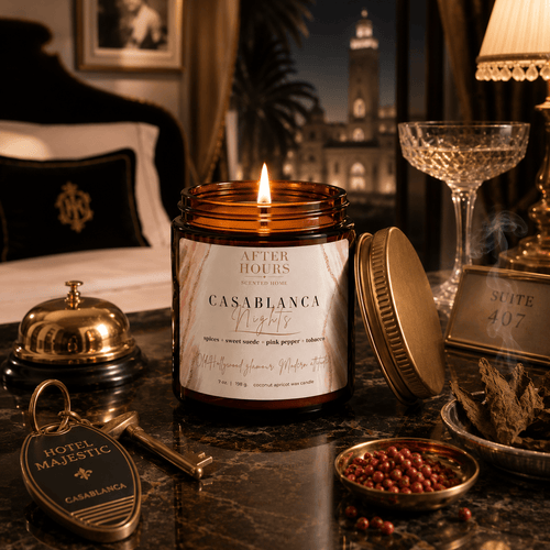 CASABLANCA NIGHTS - spices + sweet suede + pink pepper + tobacco - AFTER HOURS SCENTED HOME