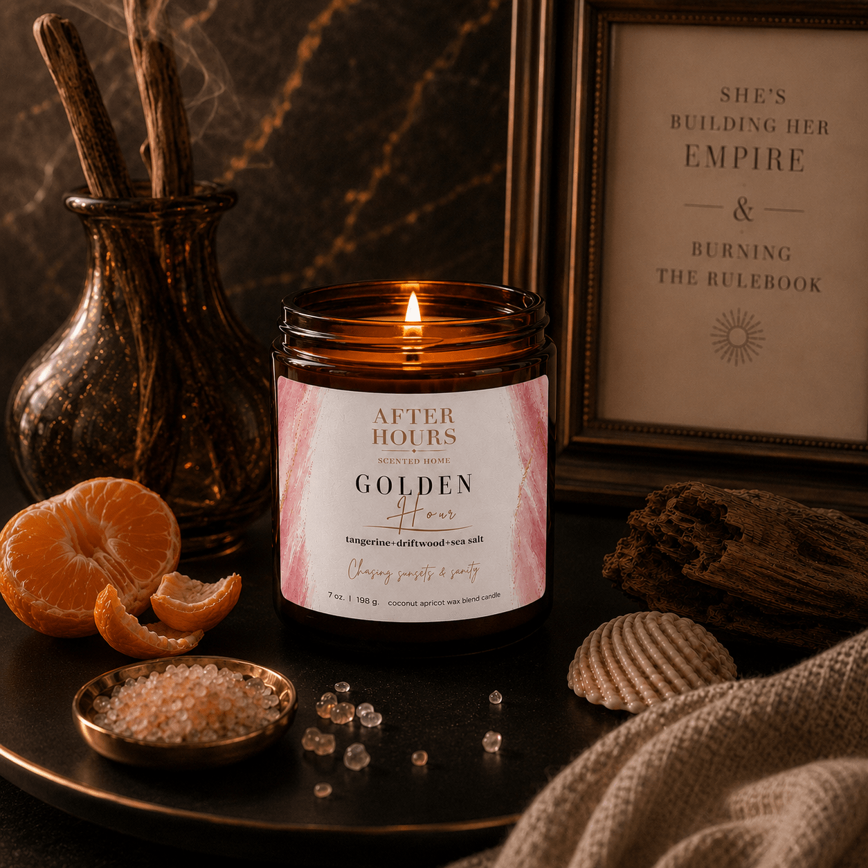 GOLDEN HOUR - tangerine + driftwood + sea salt - AFTER HOURS SCENTED HOME